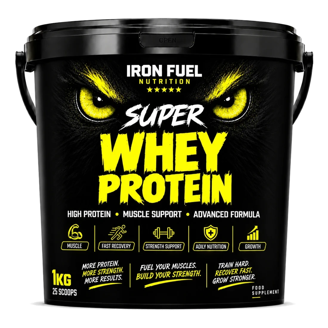 IRON FUEL Super Whey Protein tub